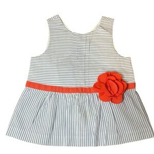 Janie and Jack| Girls Blue and White Striped Sleveless Shirt -Size 3 years
